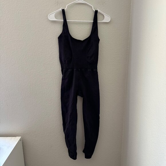 Free People Movement Good Karma Onesie Scoop Neck Sleeveless Crisscross Black M - Picture 2 of 5